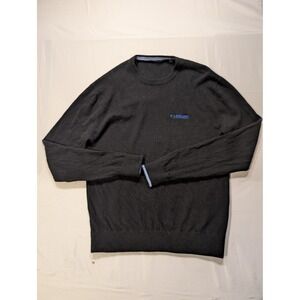 Greyson Mens Large 100% Cashmere Crewneck Sweater Black Blue Luxury Comfy Soft